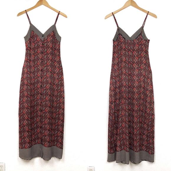 ASTR Geometric Maxi Dress Red Black S - Picture 1 of 7